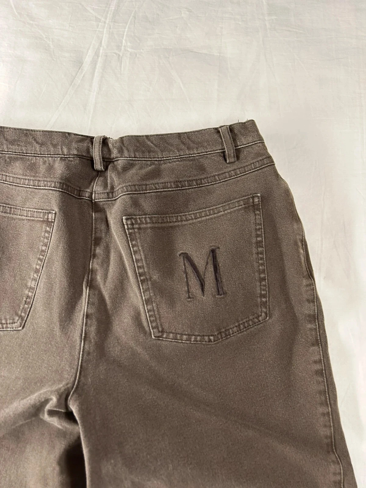 Gevlochten vintage bruine beige wijde jean met print M – photo 12